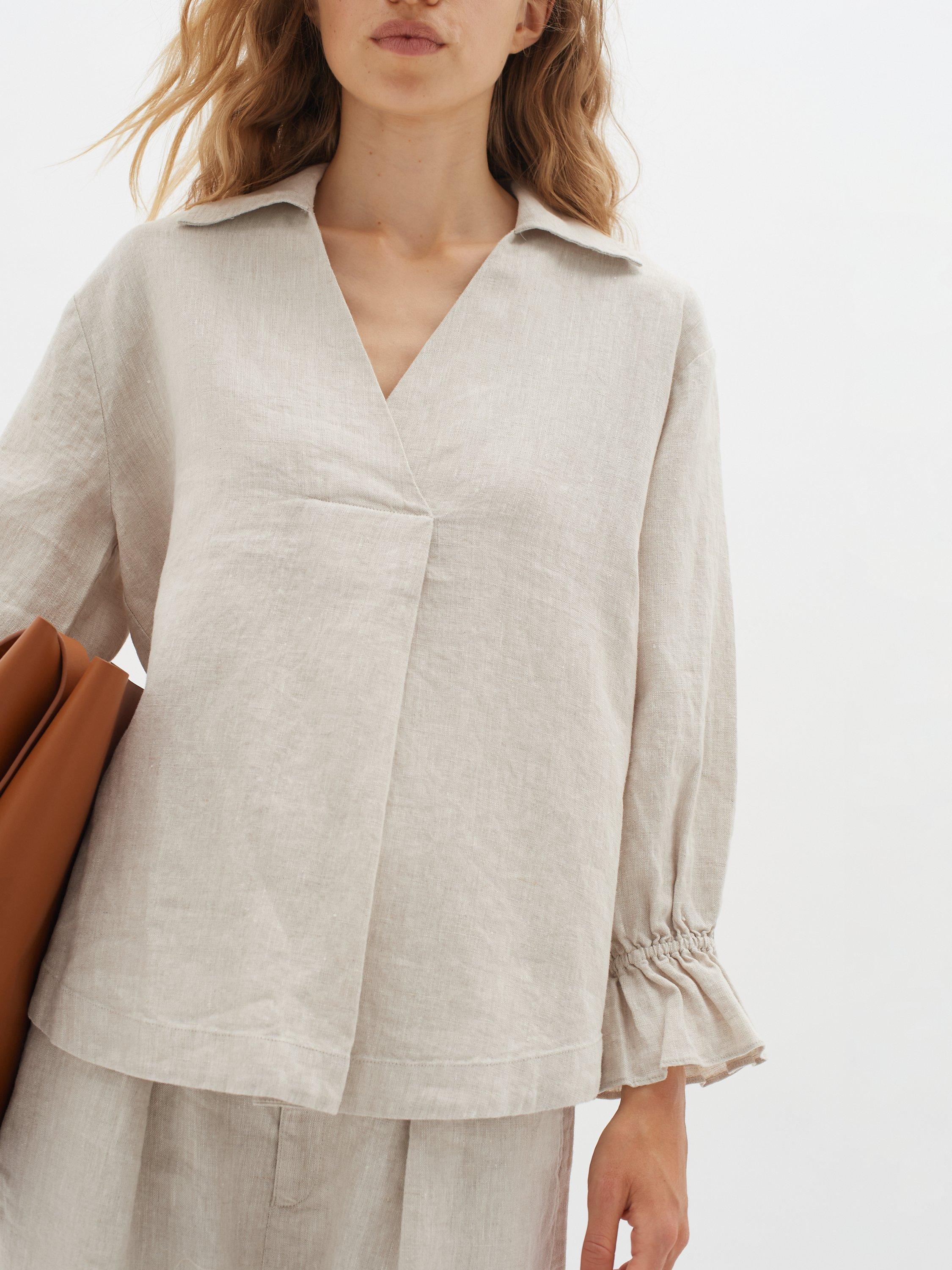 Product image 5 of 9, which shows InWear Peg Linen 3/4 Sleeve Loose Top, Haze Melange, 10
