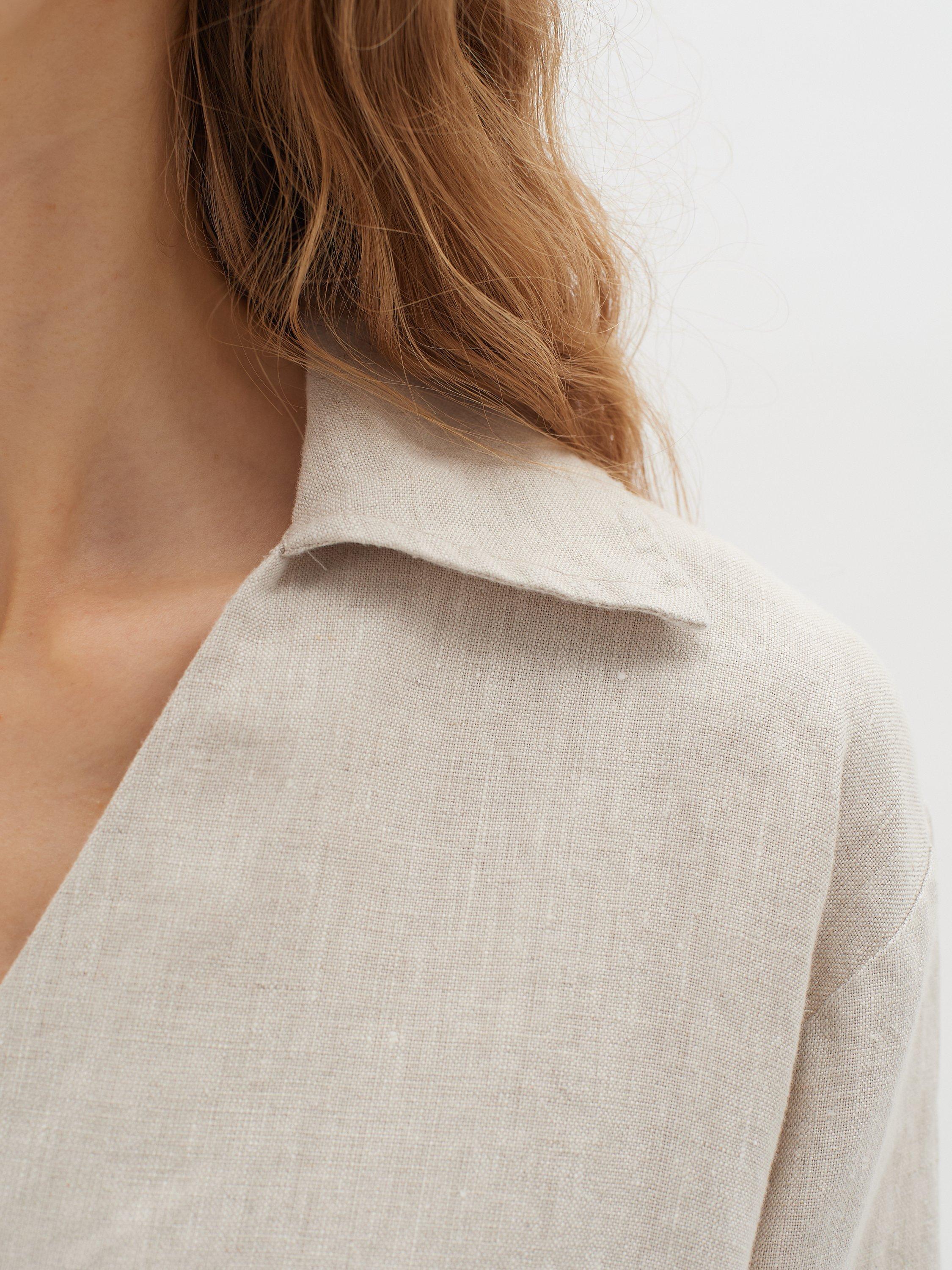 Product image 6 of 9, which shows InWear Peg Linen 3/4 Sleeve Loose Top, Haze Melange, 10