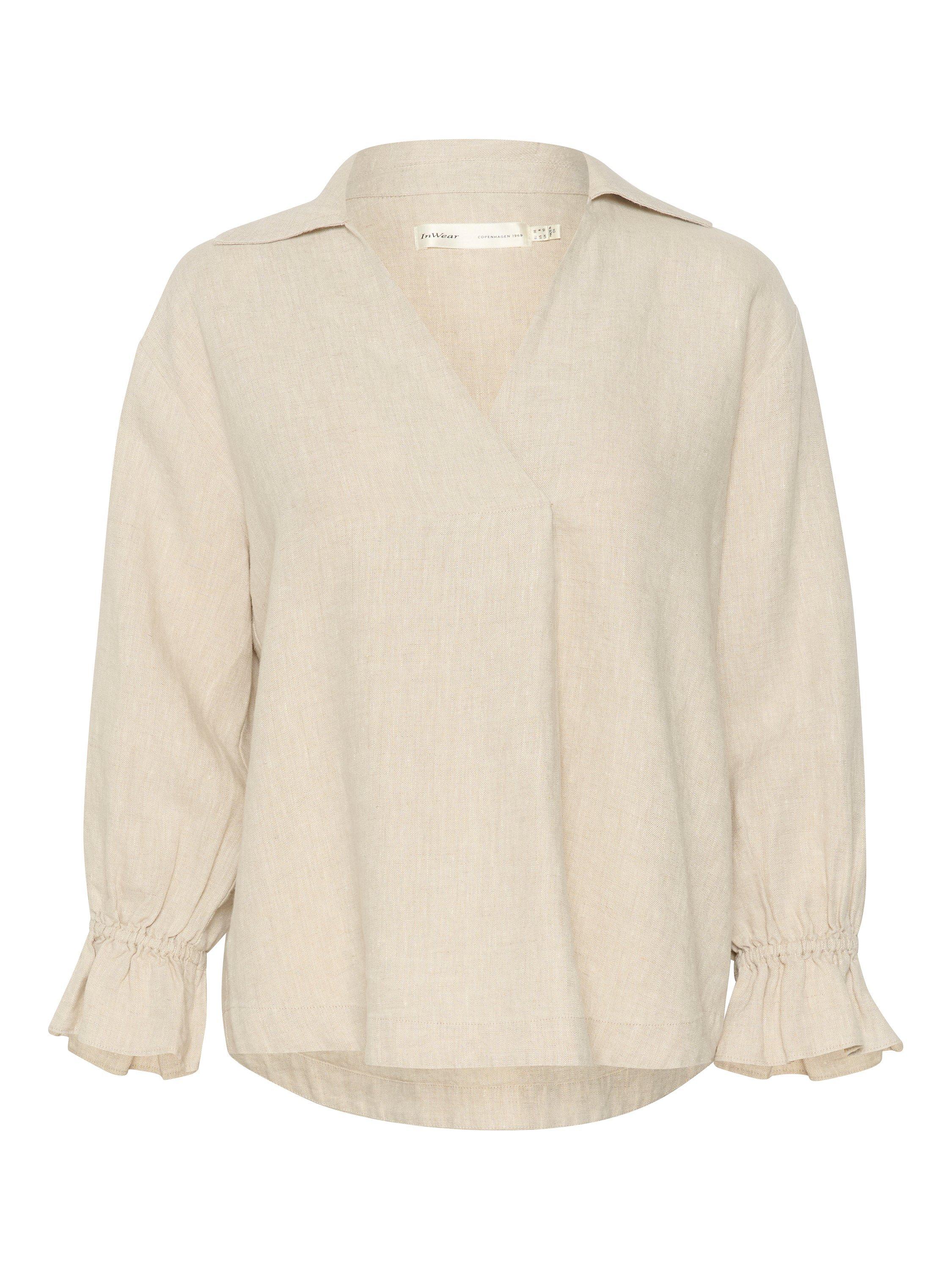 Product image 7 of 9, which shows InWear Peg Linen 3/4 Sleeve Loose Top, Haze Melange, 10