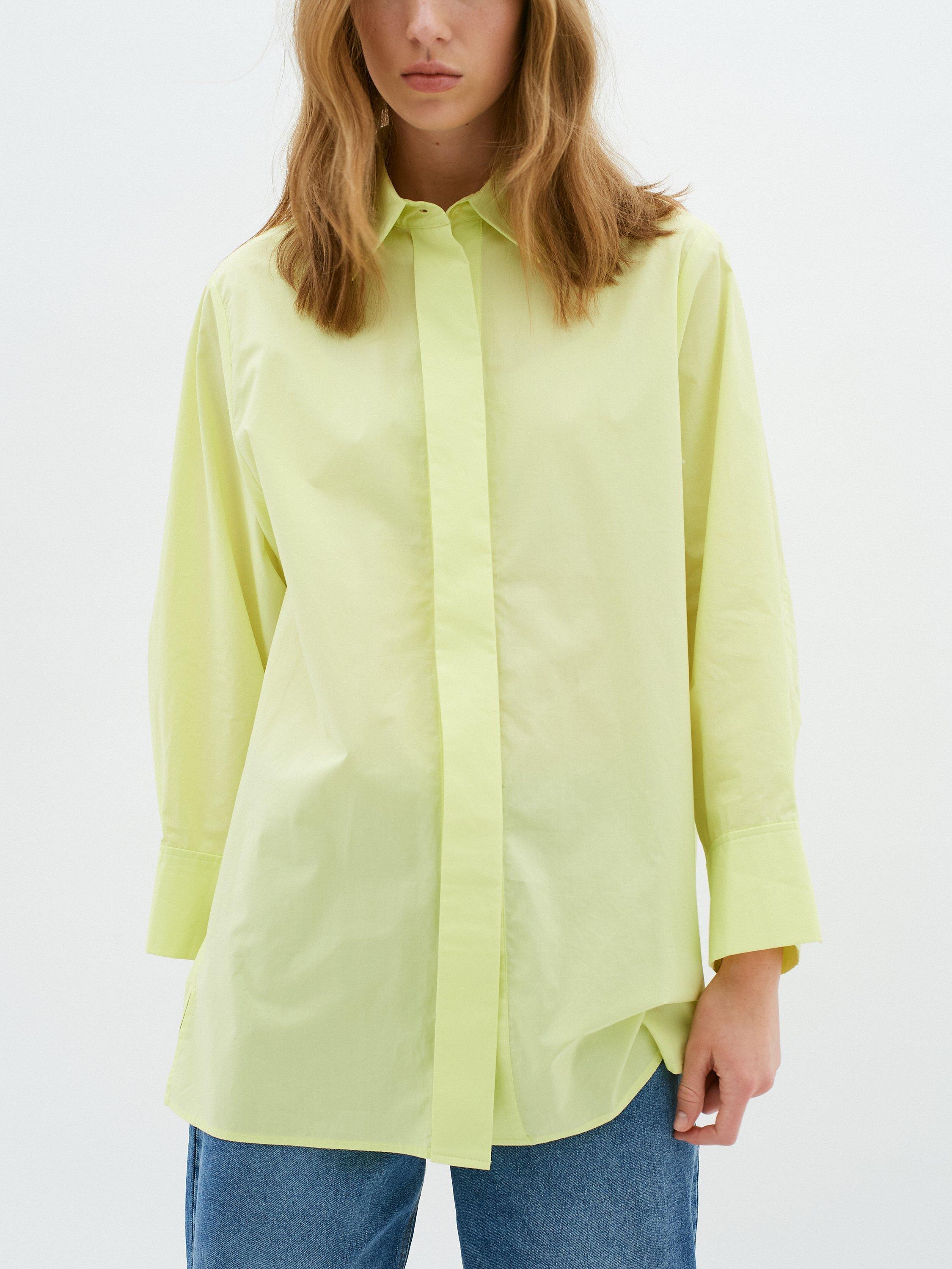 Product image 1 of 7, which shows InWear Helve Cropped Sleeve Loose Fit Shirt, Lime Sorbet, 12