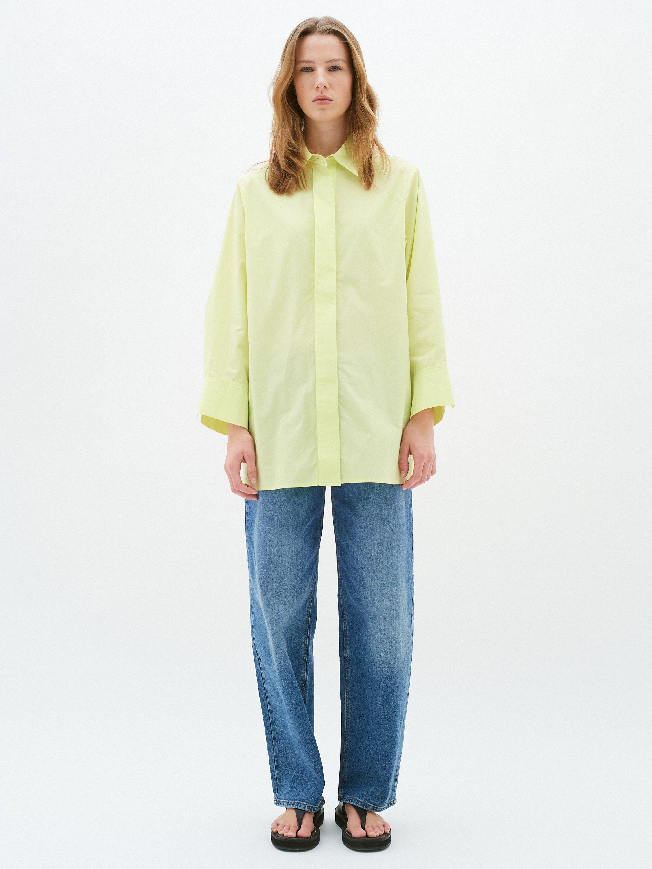 Product image 3 of 7, which shows InWear Helve Cropped Sleeve Loose Fit Shirt, Lime Sorbet, 12