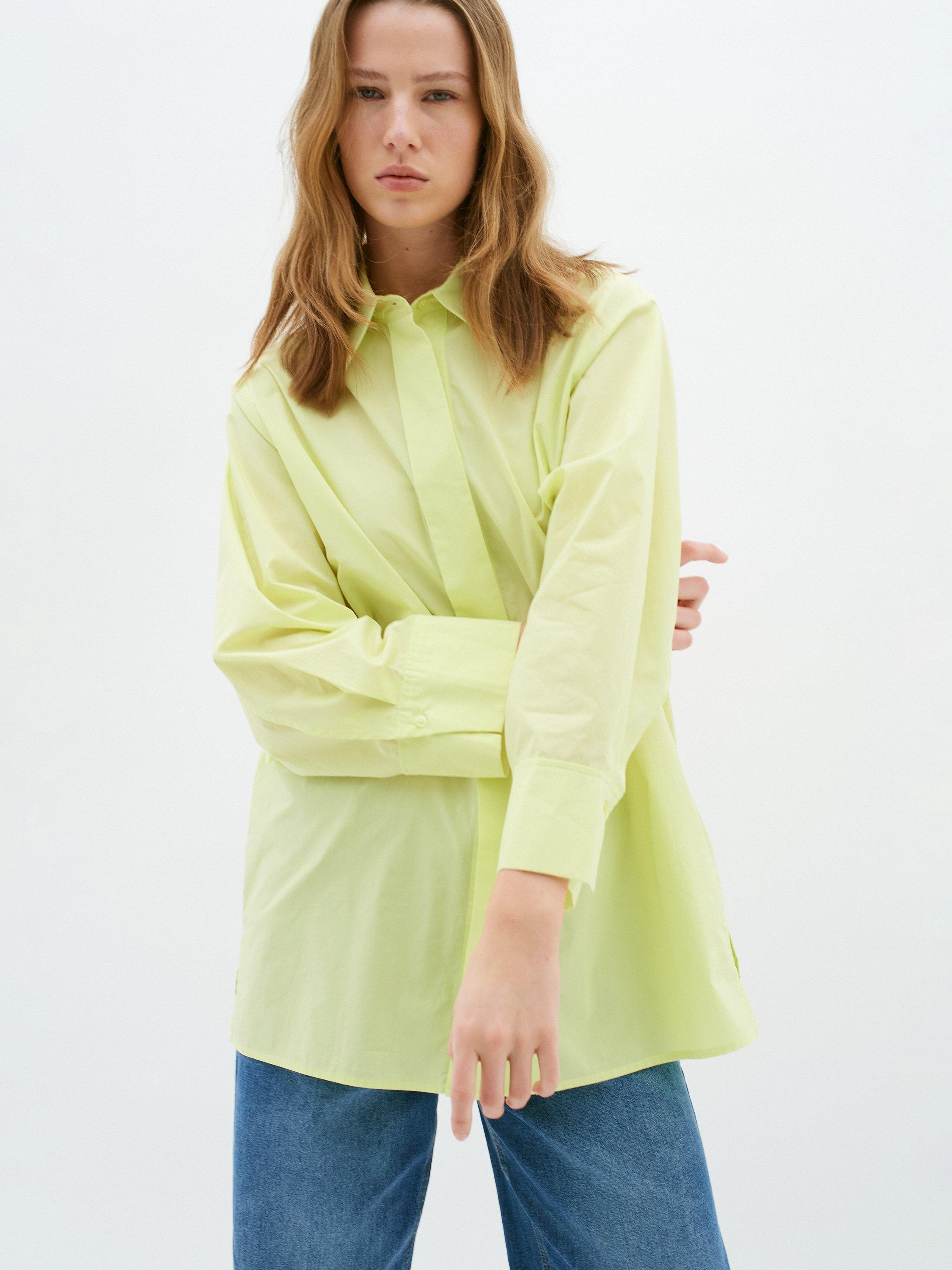 Product image 4 of 7, which shows InWear Helve Cropped Sleeve Loose Fit Shirt, Lime Sorbet, 12