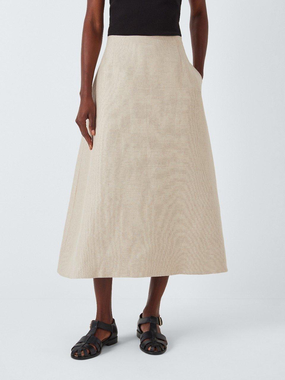 Theory High Waist Linen Skirt, Straw