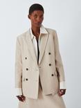 Theory Boxy Double Breasted Linen Blazer, Straw