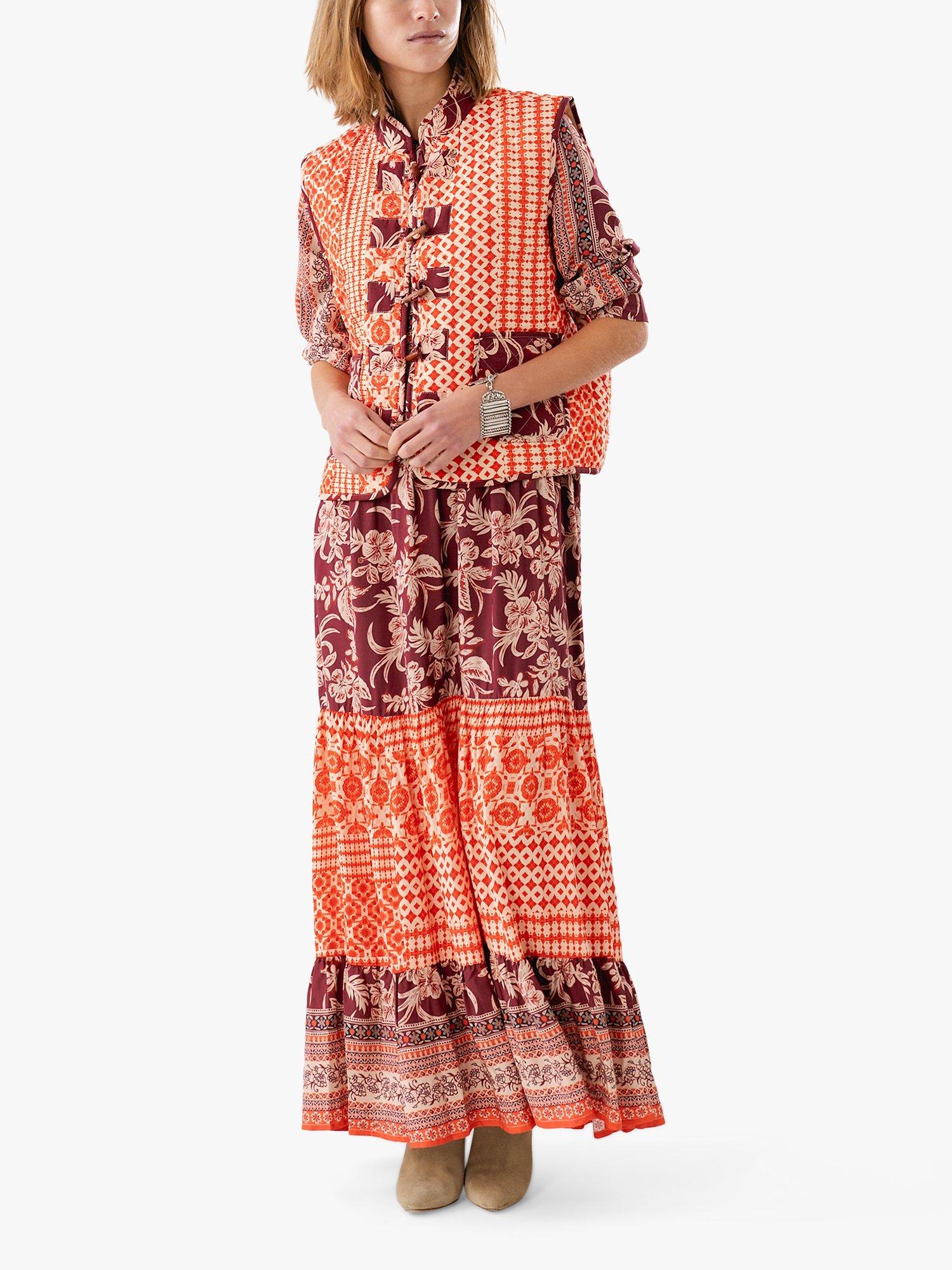 Lollys Laundry Nee Long Sleeve Maxi Dress, Red/Multi, XS