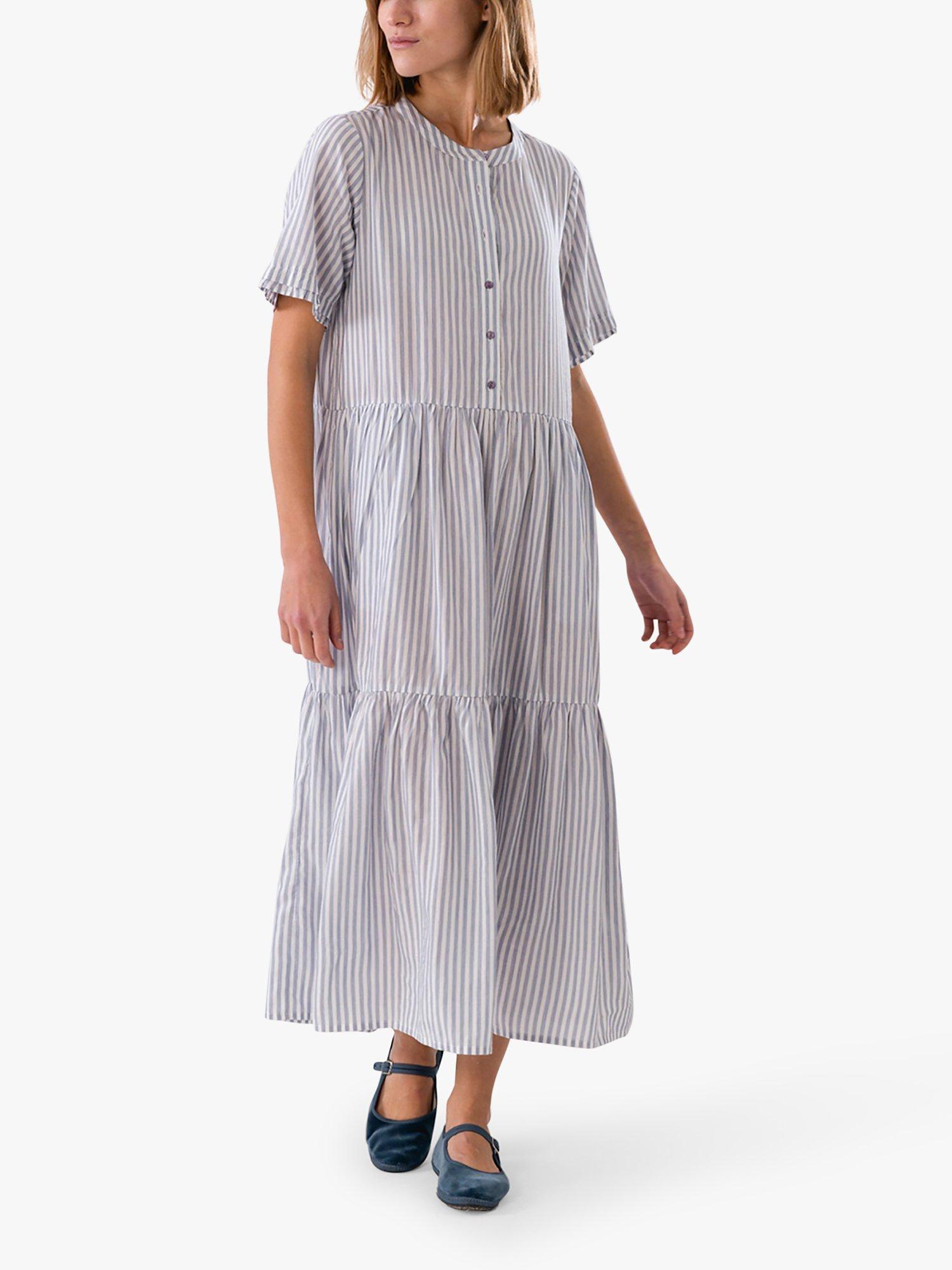 Lollys Laundry Fie Striped Maxi Dress, White/Blue, White/Blue