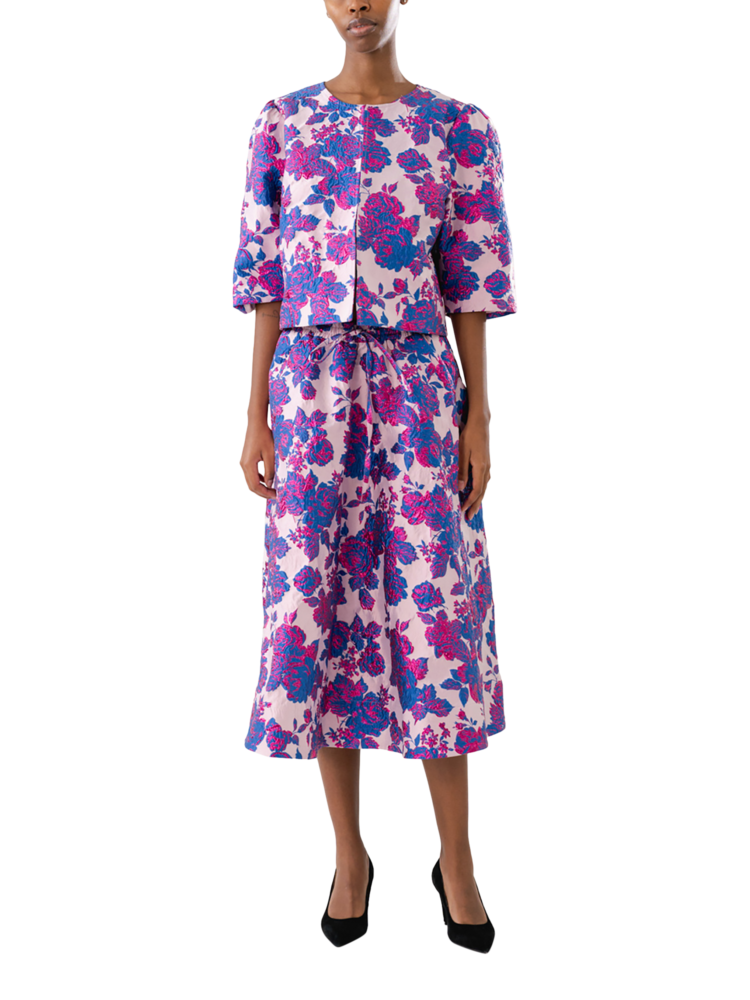 Lavender floral midi skirt best sale