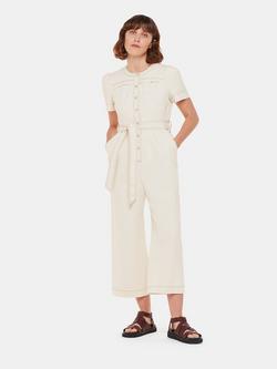 Whistles Alana Denim Jumpsuit, Ivory, Ivory