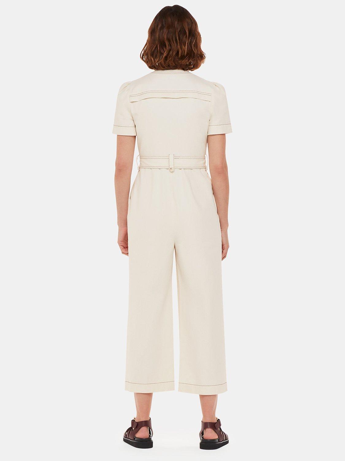 Product image 2 of 5, which shows Whistles Alana Denim Jumpsuit, Ivory, 6