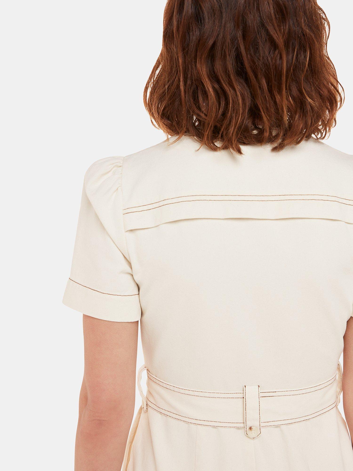 Product image 4 of 5, which shows Whistles Alana Denim Jumpsuit, Ivory, 6