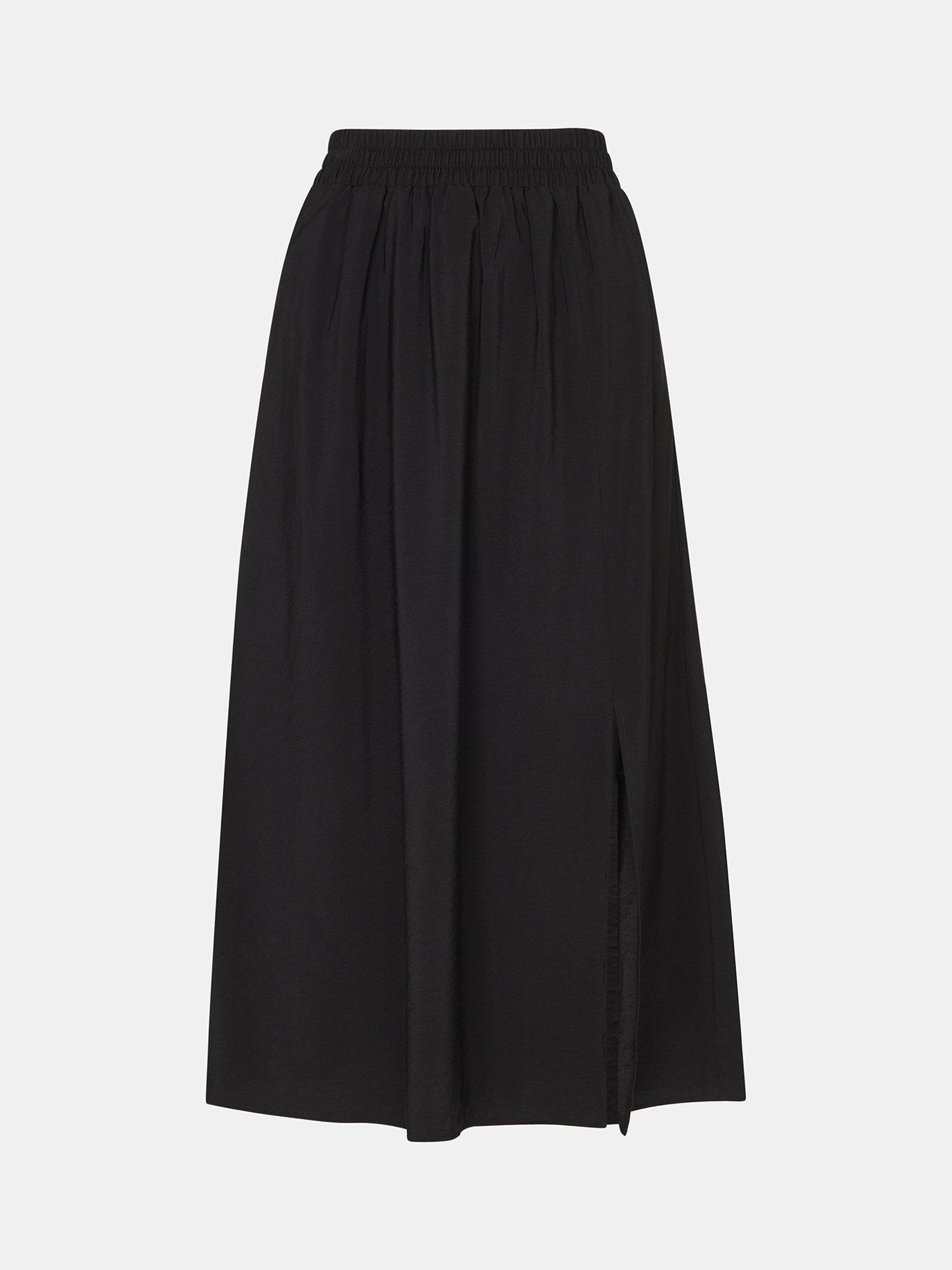 Product image 4 of 4, which shows Whistles Eva Elasticated Waist Midi Skirt, Black, 6