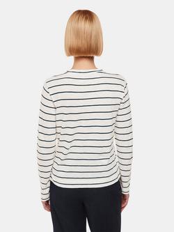 Whistles Stripe Cotton Crew Neck Top - view 2, Ivory/Multi