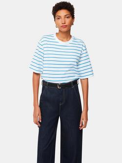 Whistles Striped Half Sleeve T-Shirt, White/Blue