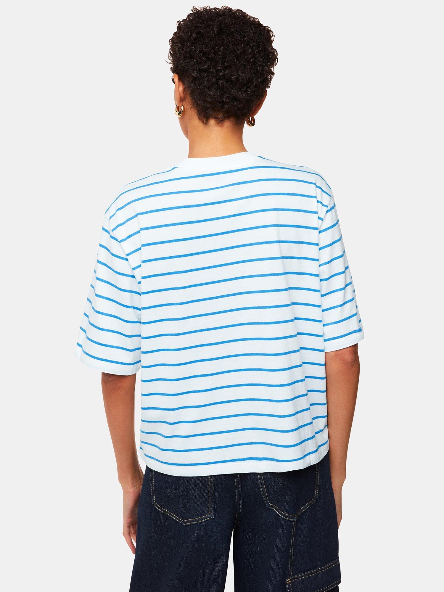 Product image 2 of 5, which shows Whistles Striped Half Sleeve T-Shirt, White/Blue, XS