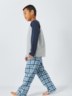 John Lewis Kids' Cotton Check Pyjamas, Blue - view 2, Blue