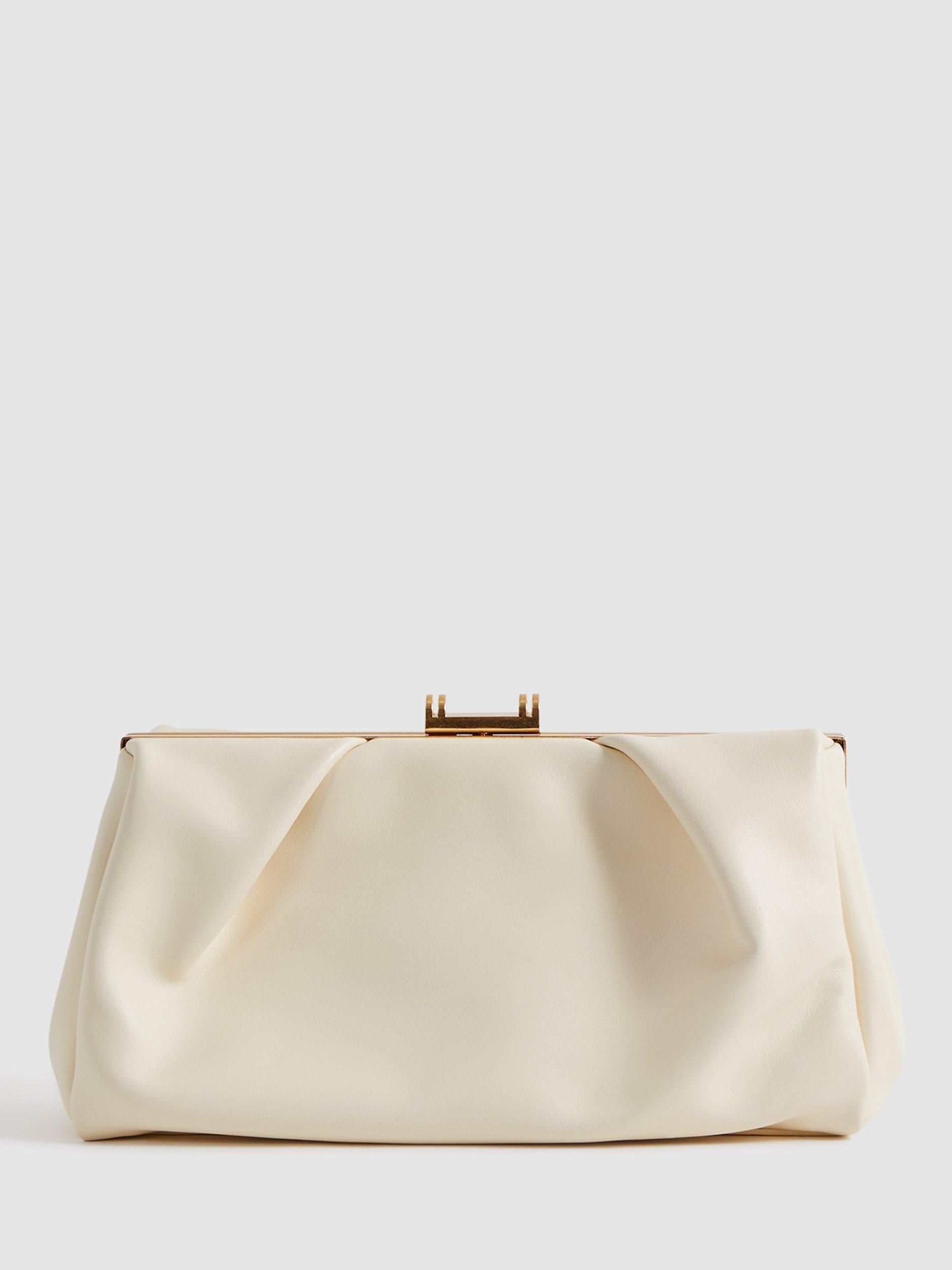 Product image 1 of 4, which shows Reiss Madison Clutch Bag, Off White, One Size