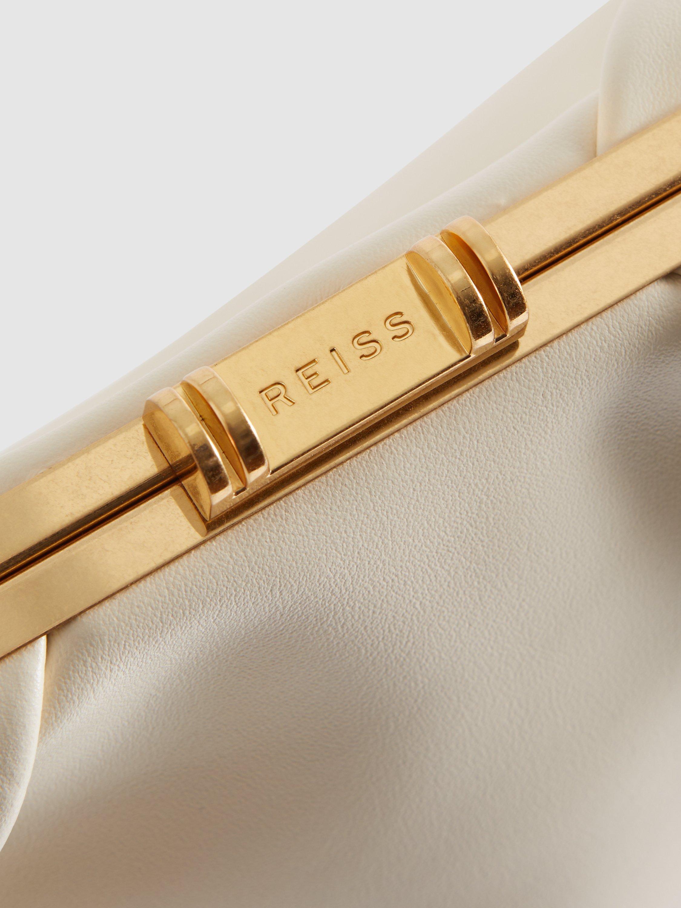 Product image 2 of 4, which shows Reiss Madison Clutch Bag, Off White, One Size