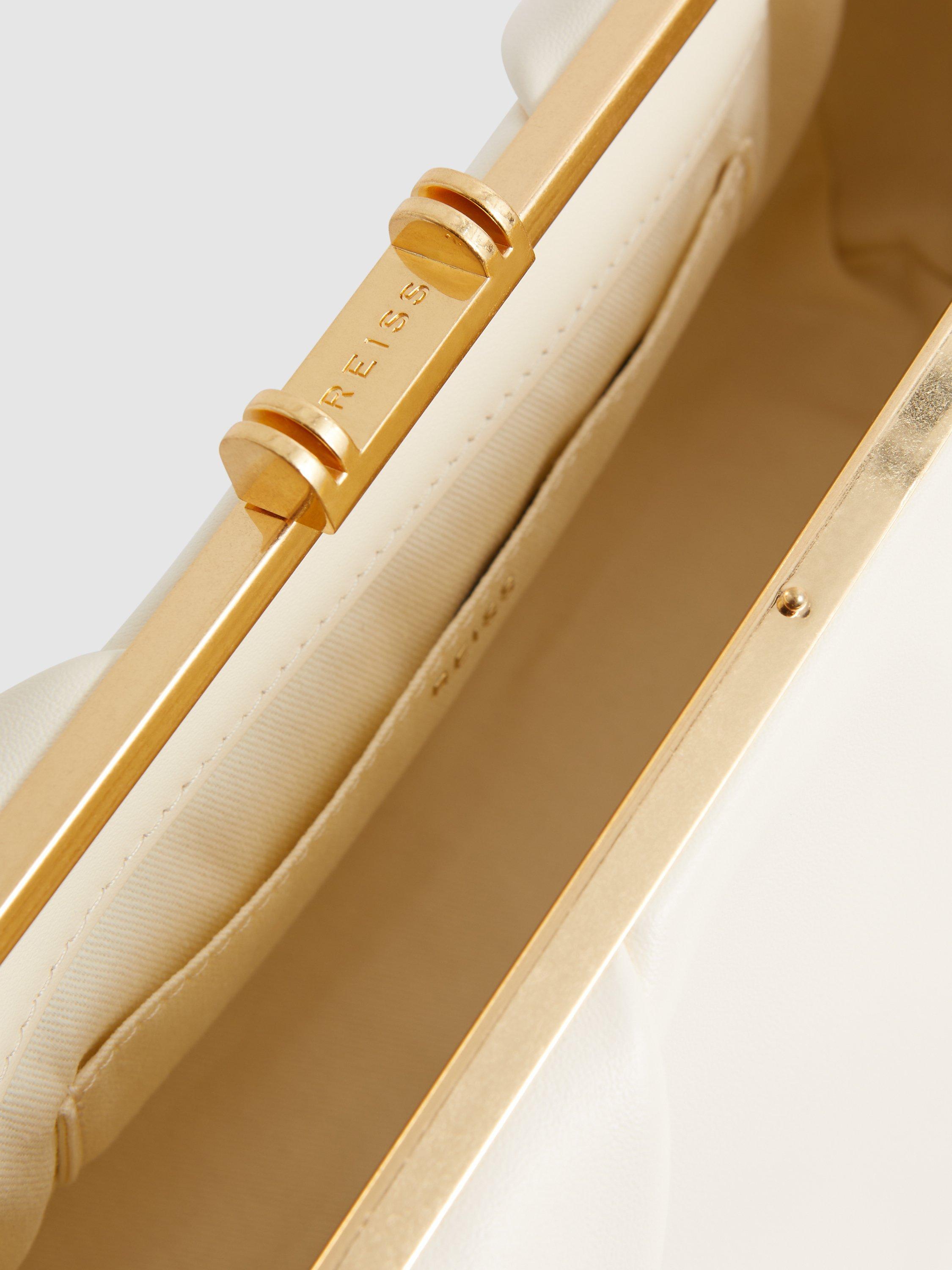 Product image 3 of 4, which shows Reiss Madison Clutch Bag, Off White, One Size