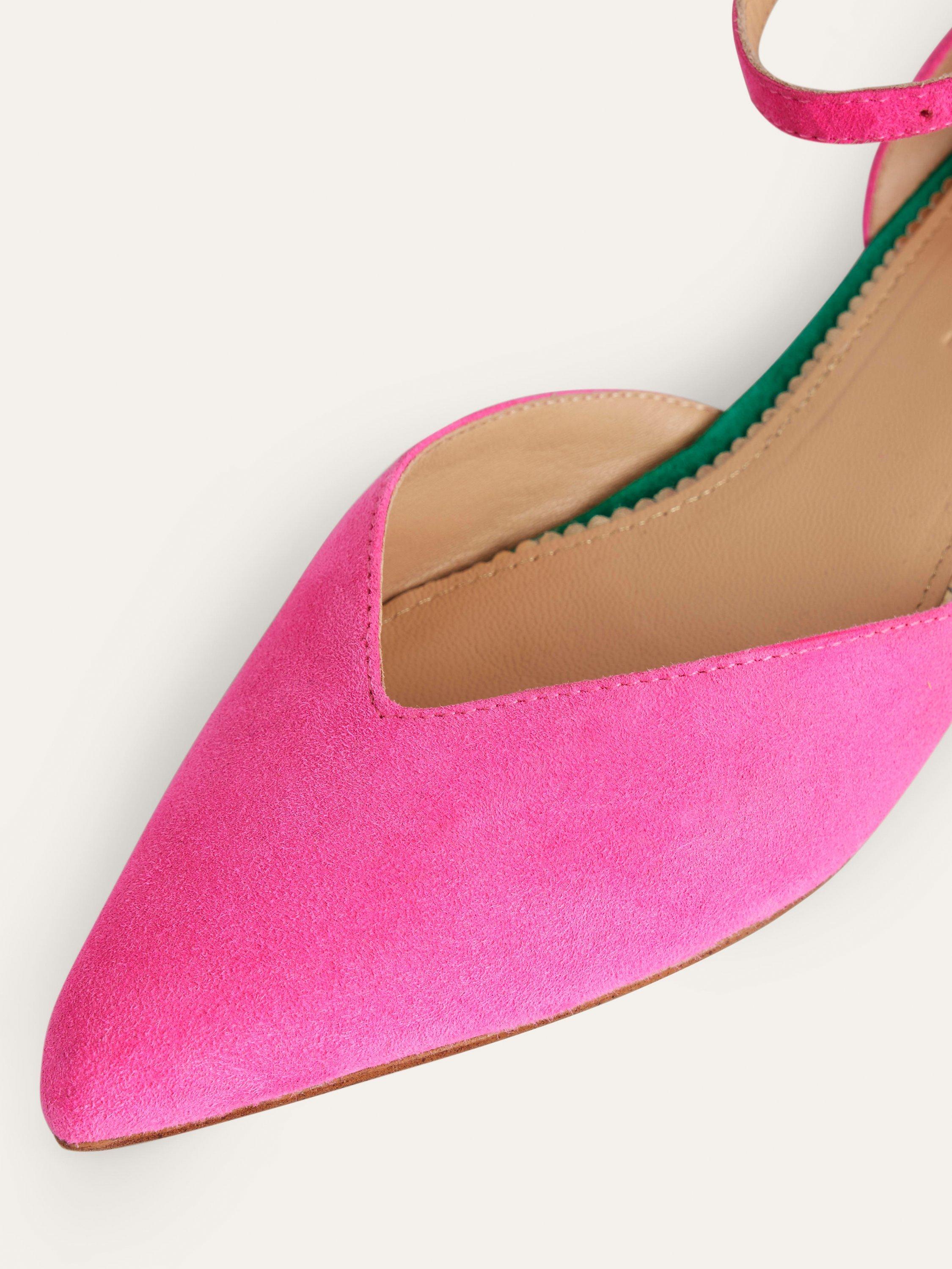 Boden Suede Ankle Strap Pointed Flats, Festival Pink, 5