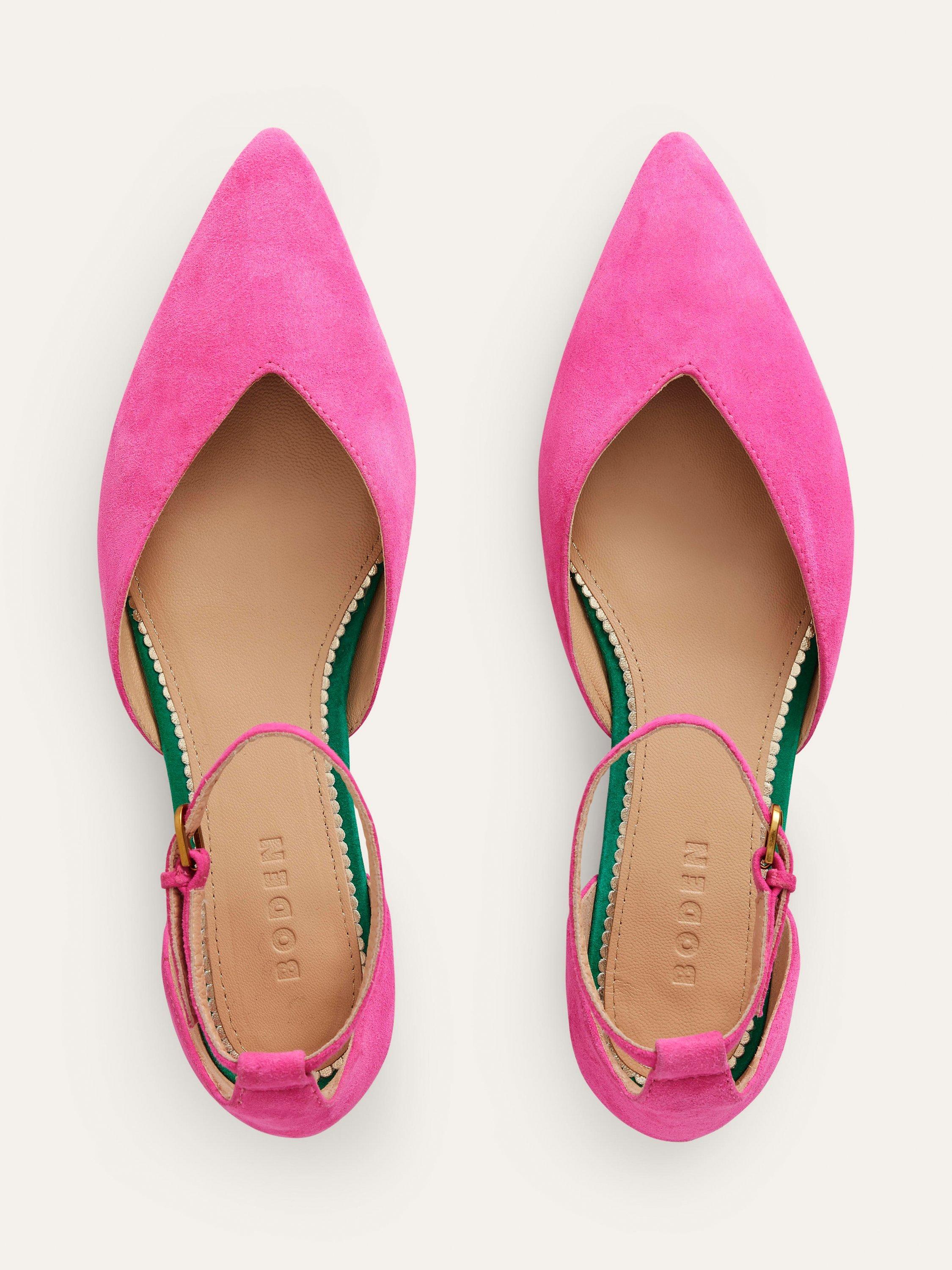 Boden Suede Ankle Strap Pointed Flats, Festival Pink, 5