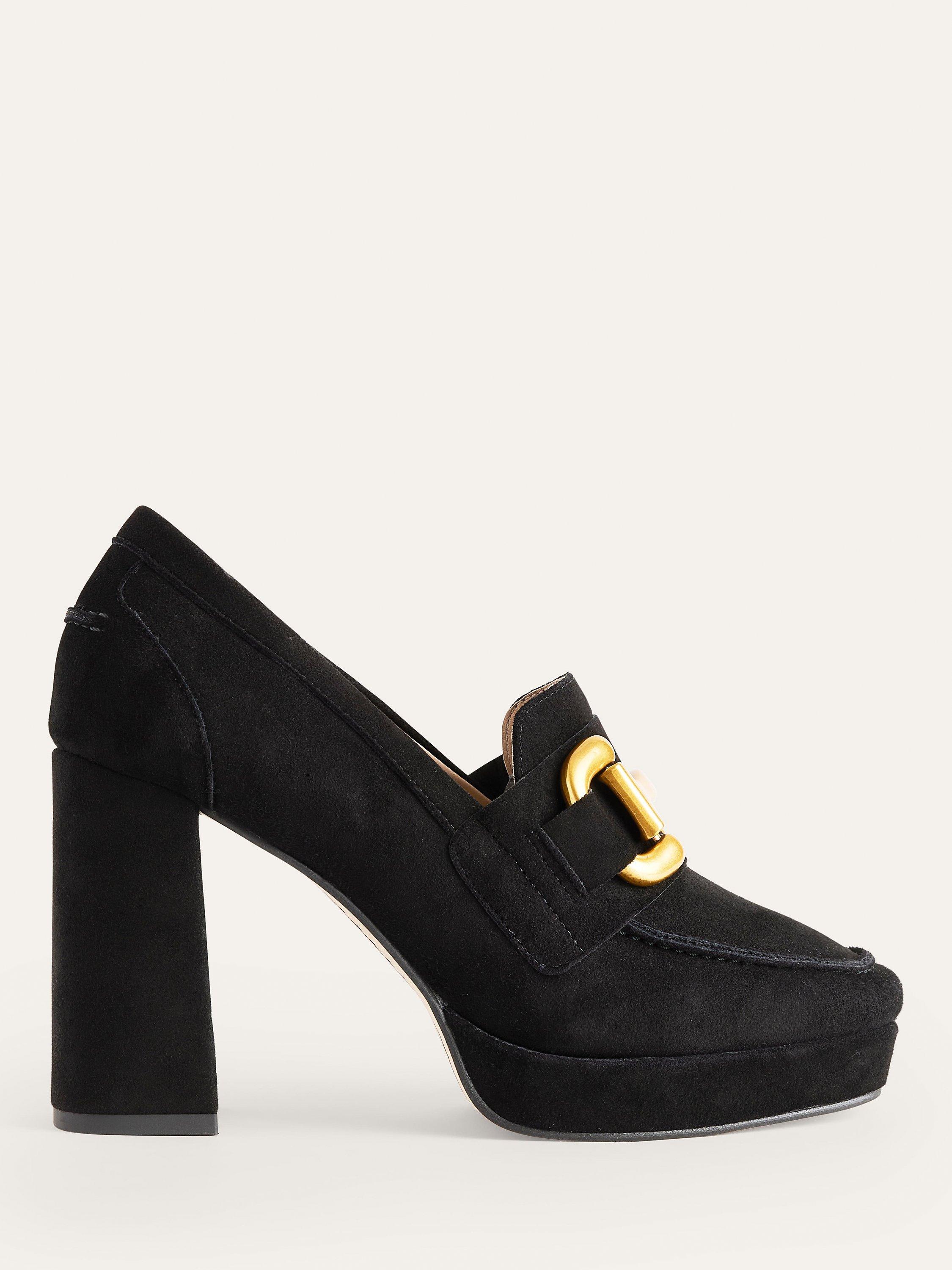 Product image 1 of 4, which shows Boden Iris Suede Platform Snaffle Loafers, Black, 6