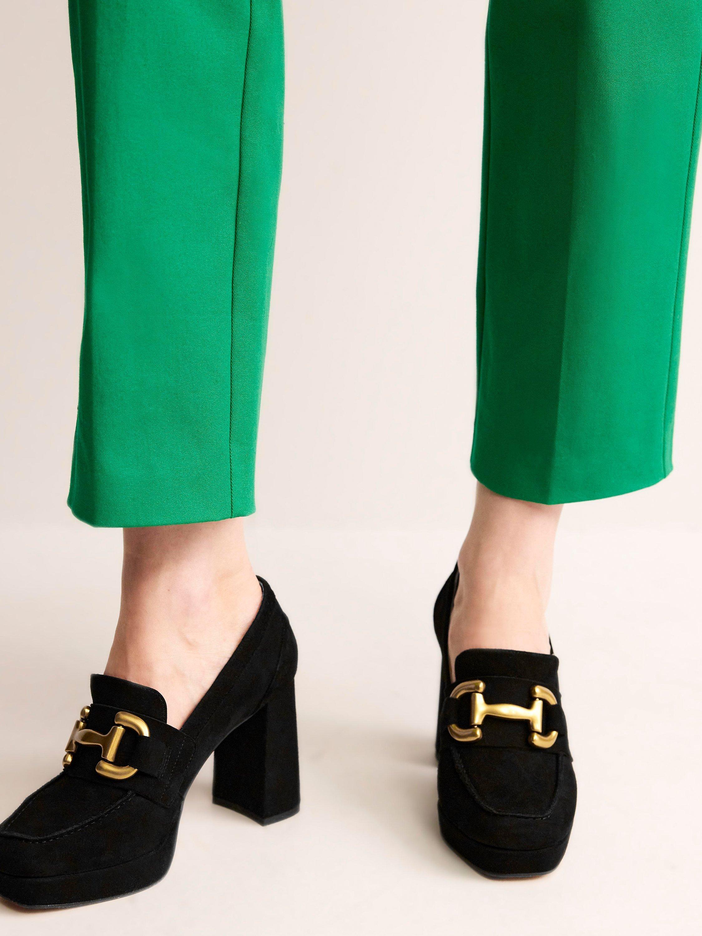 Product image 4 of 4, which shows Boden Iris Suede Platform Snaffle Loafers, Black, 6