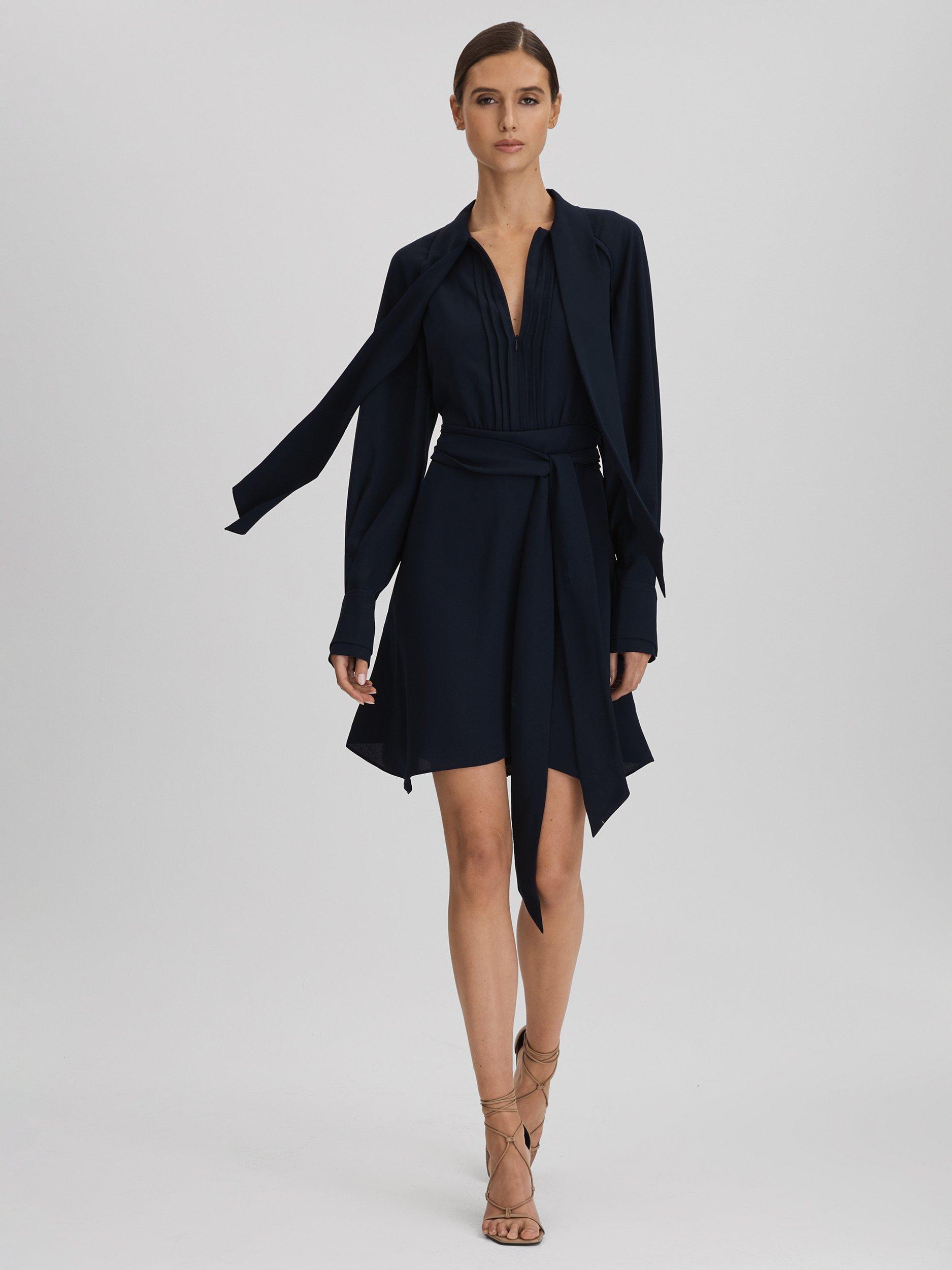 Reiss Ellie Flippy Mini Dress, Navy