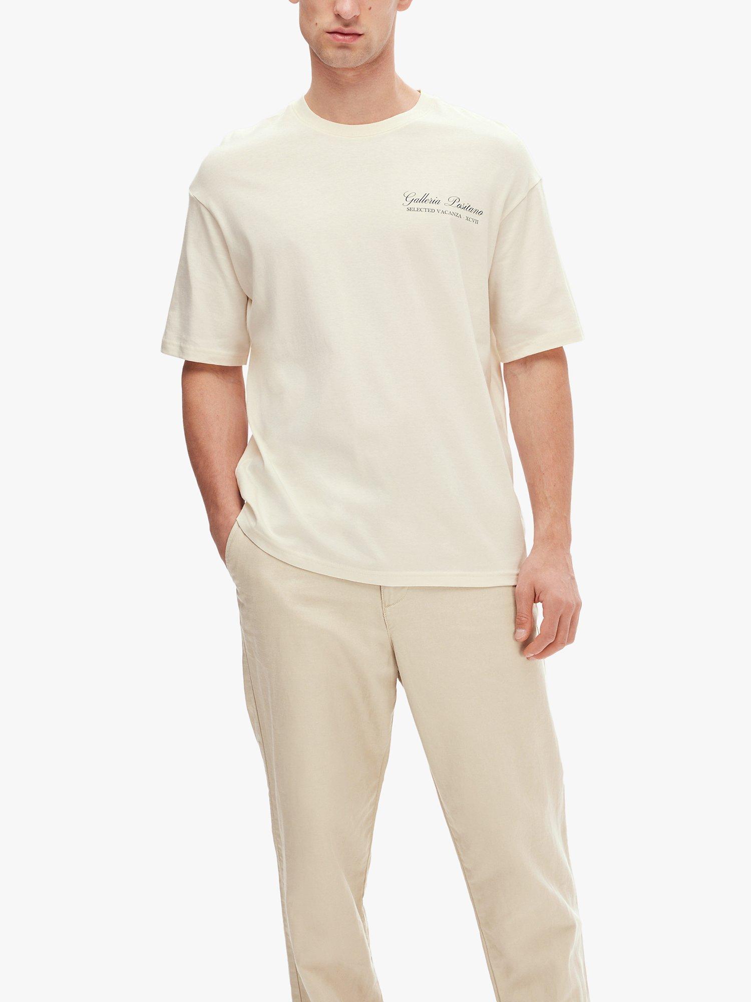 SELECTED HOMME Loose Printed T-Shirt, White