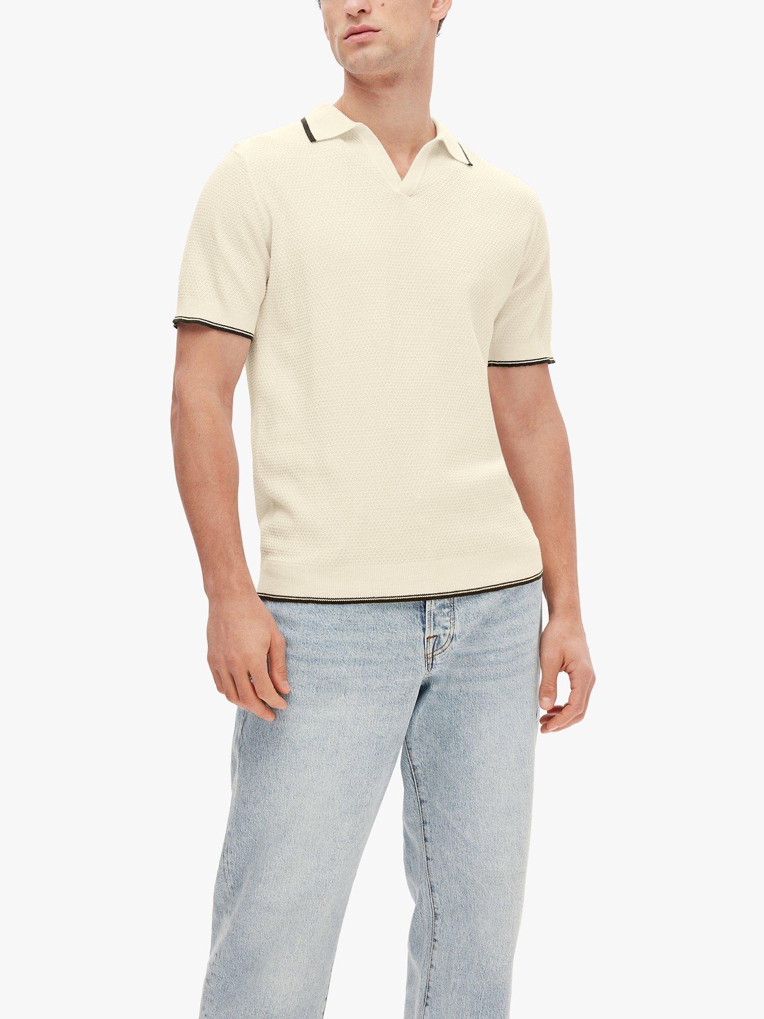 SELECTED HOMME Knitted Polo Shirt, Cream