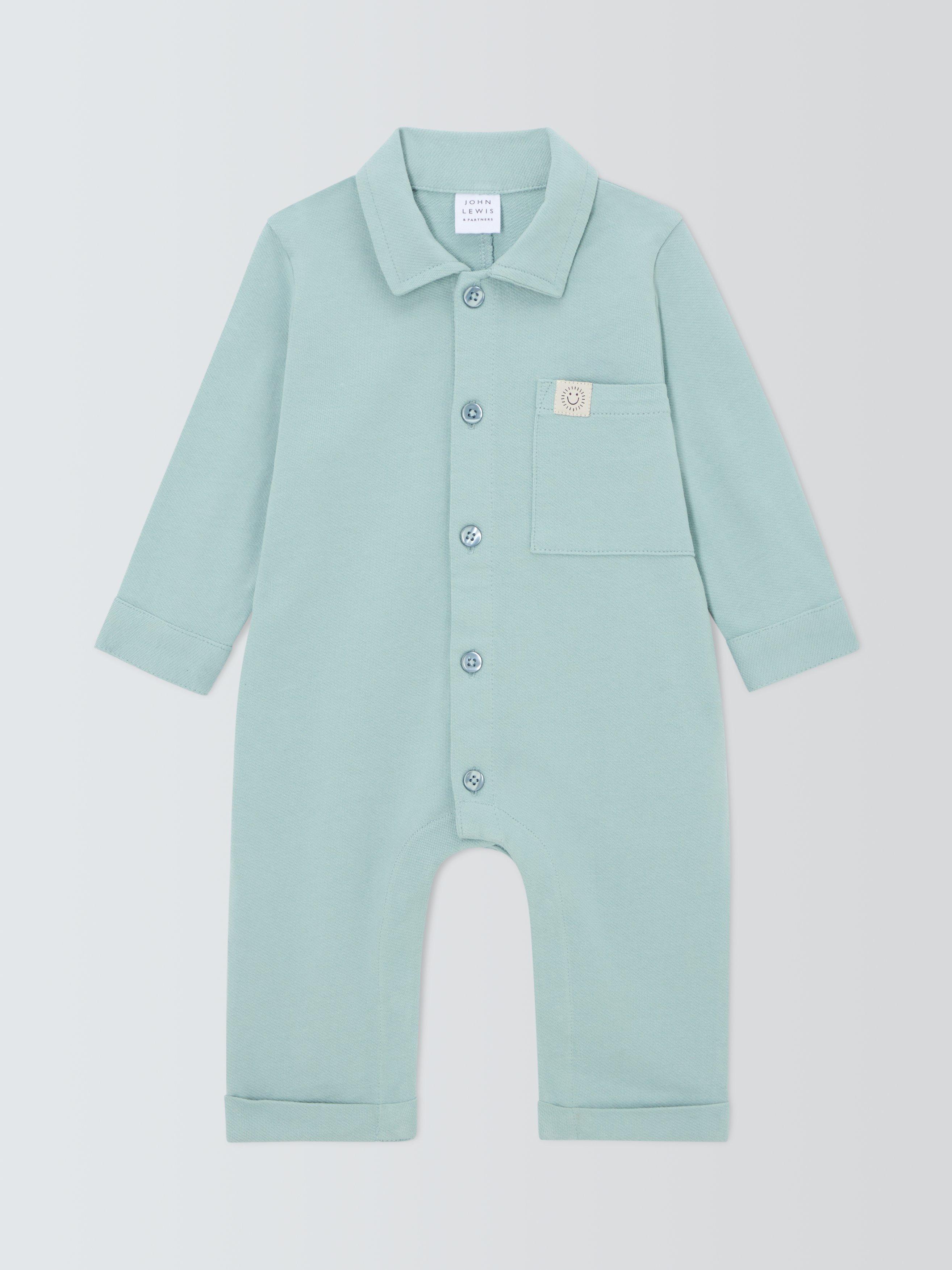 John Lewis Baby Cotton Collared Romper, Multi