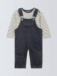 John Lewis Baby Striped Long Sleeve Top and Dunagrees, Navy