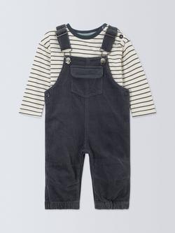 John Lewis Baby Striped Long Sleeve Top and Dungarees, Navy, Navy