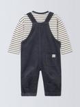 John Lewis Baby Striped Long Sleeve Top and Dunagrees, Navy