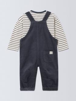 John Lewis Baby Striped Long Sleeve Top and Dungarees, Navy - view 2, Navy