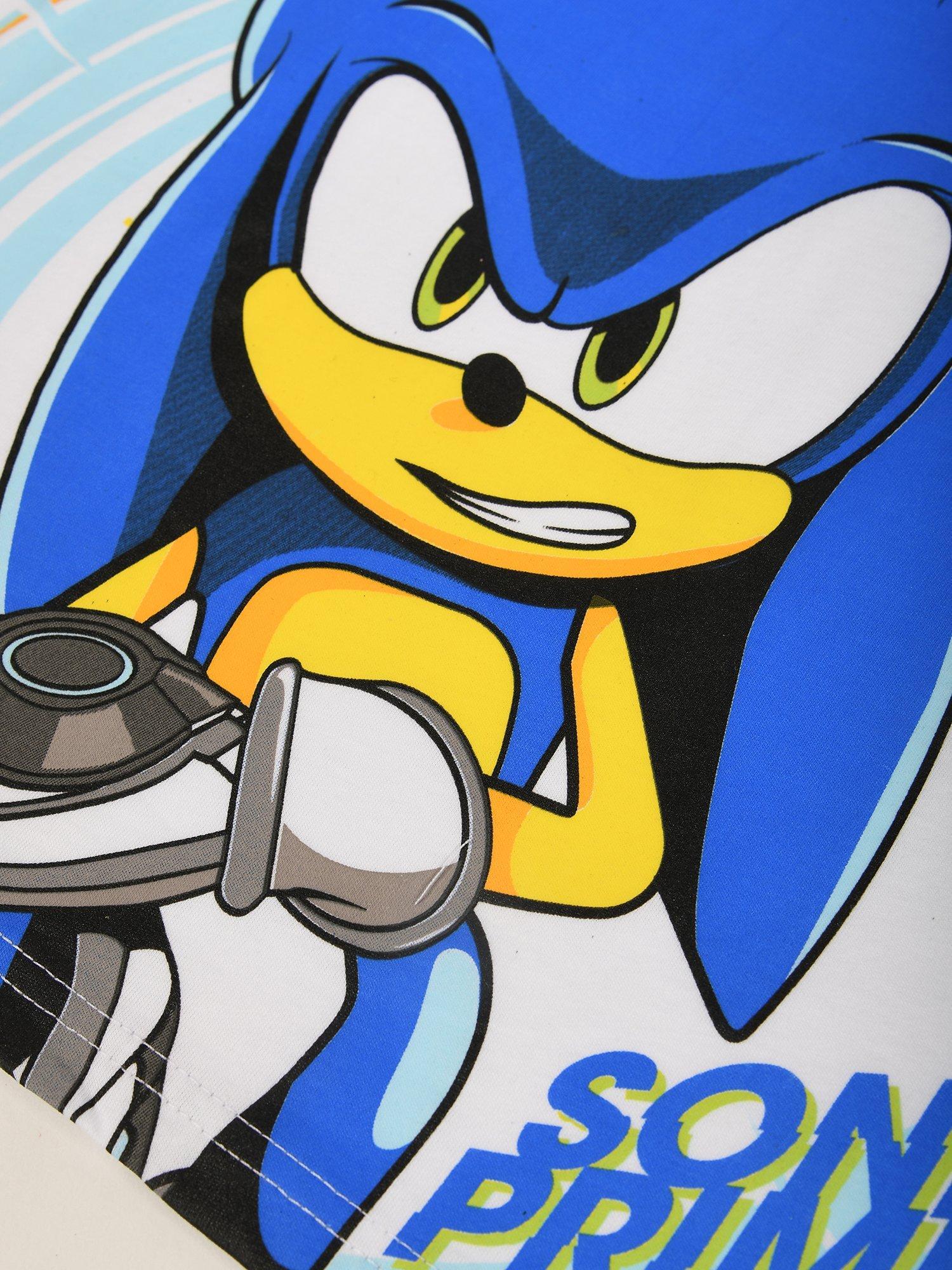 Product image 3 of 4, which shows Brand Threads Kids' Sonic Prime Short Pyjama Set, Blue, 8-9 years
