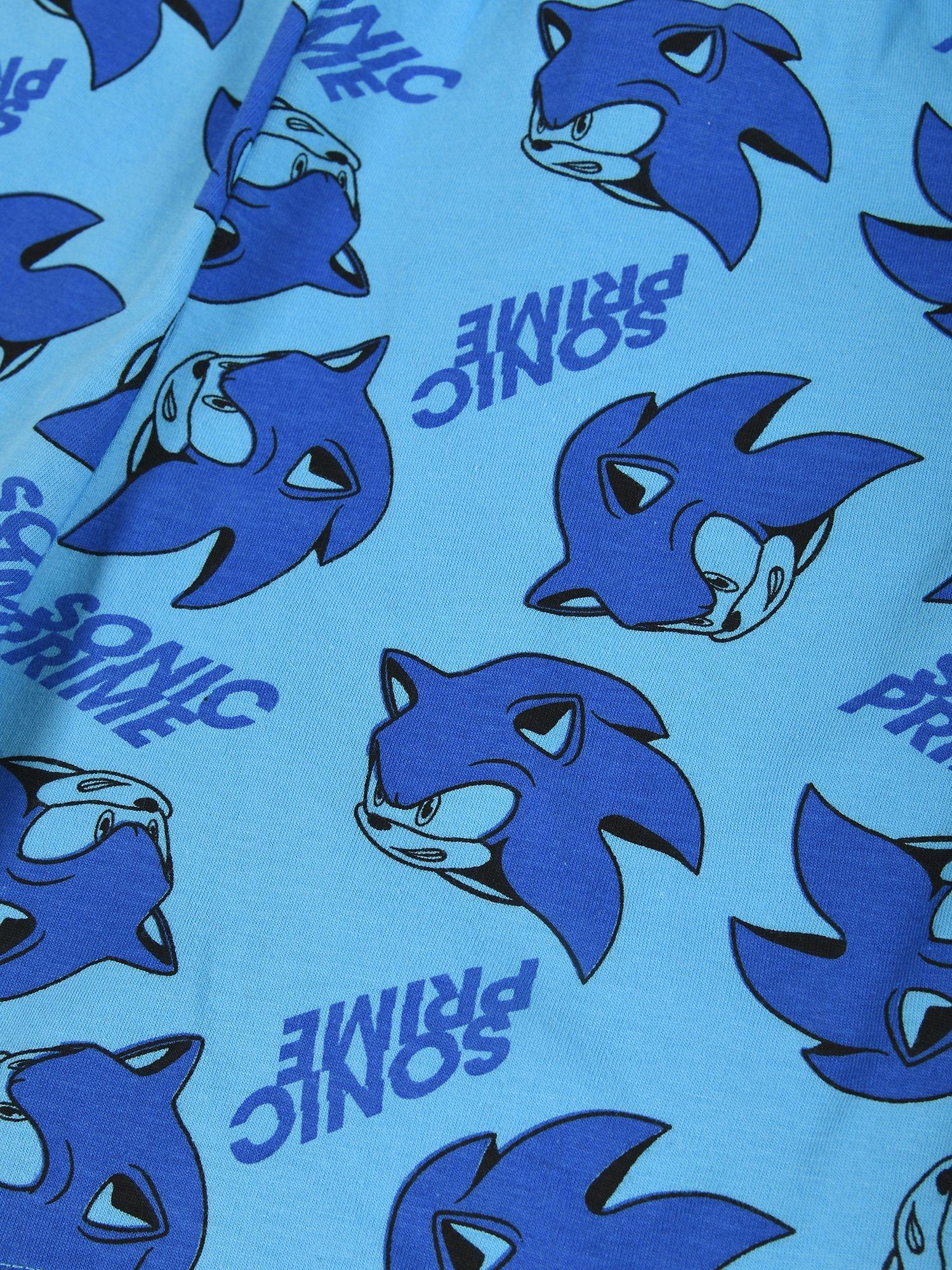 Product image 4 of 4, which shows Brand Threads Kids' Sonic Prime Short Pyjama Set, Blue, 8-9 years
