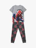 Brand Threads Kids' Spiderman Pyjama Set, Grey/Multi