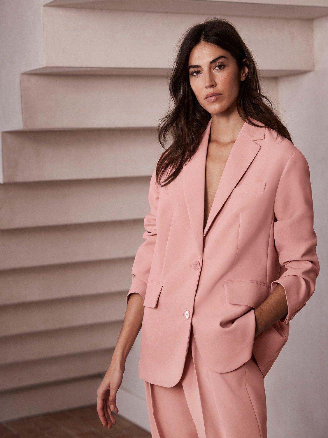 Mint Velvet Oversized Single Breasted Tailored Blazer Pink