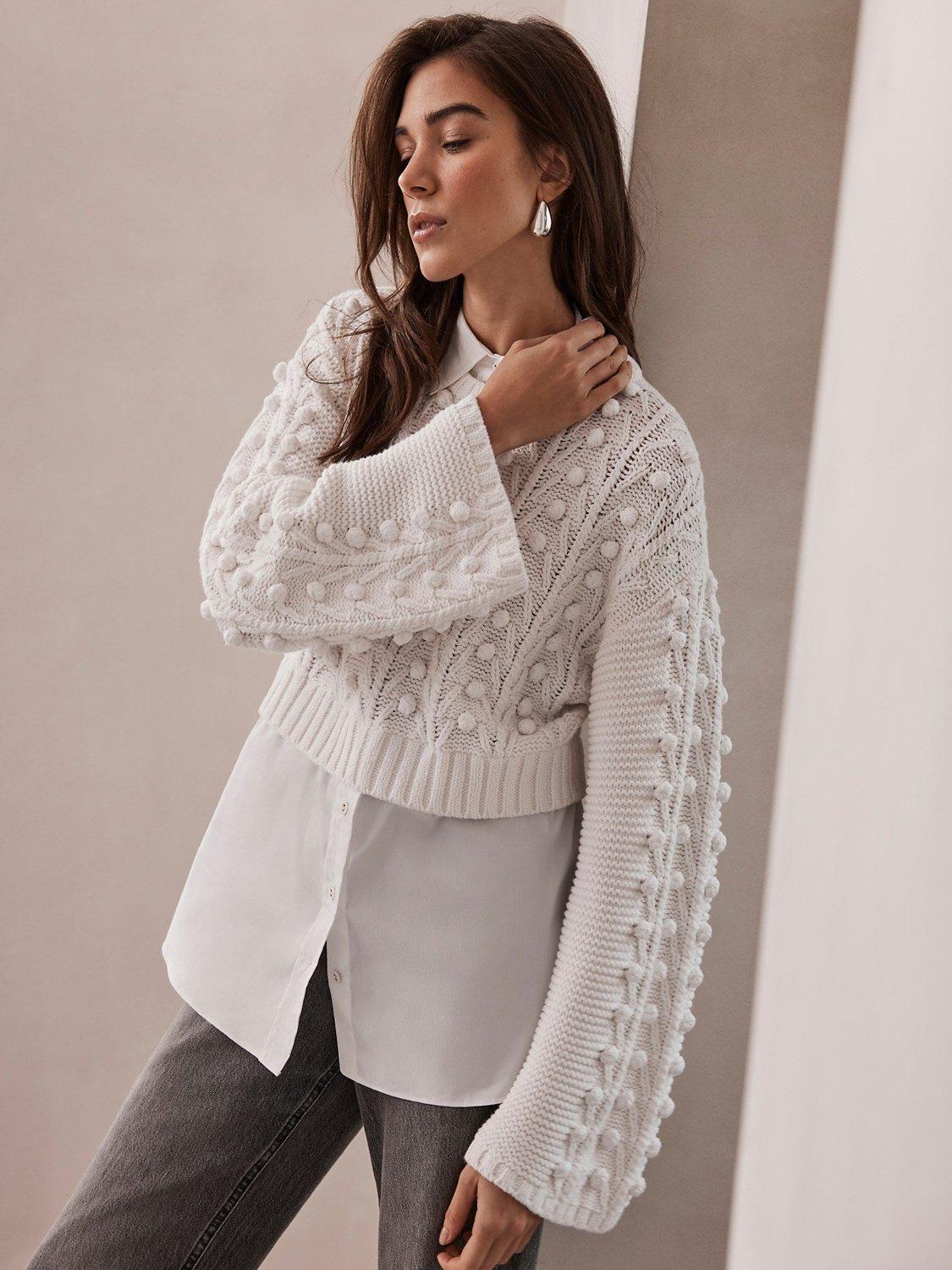 Mint Velvet Layered Shirt Jumper, Ivory