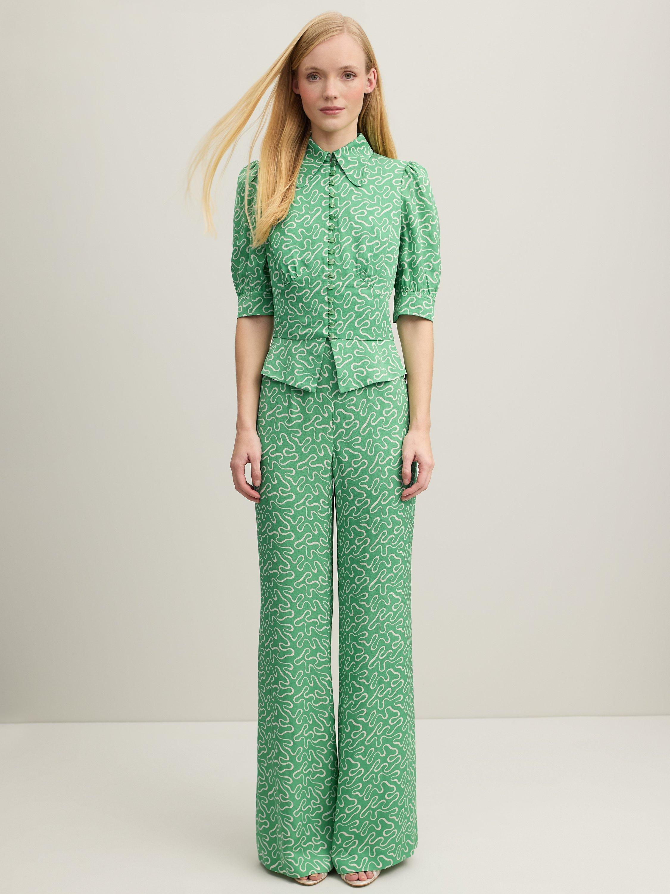L.K.Bennett Royal Ascot Esme Wide Leg Trousers, Green