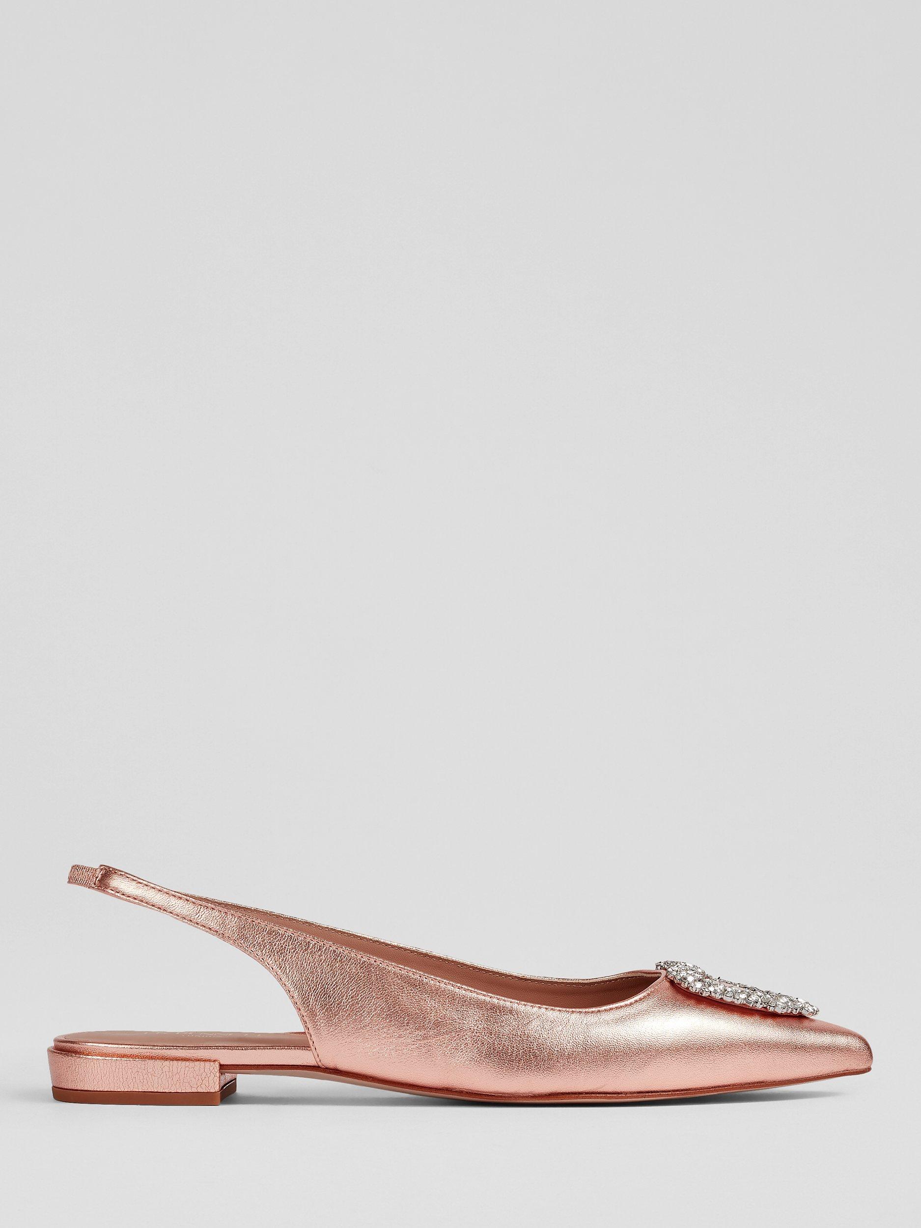 L.K.Bennett Luana Leather Slingback Shoes, Gold Copper