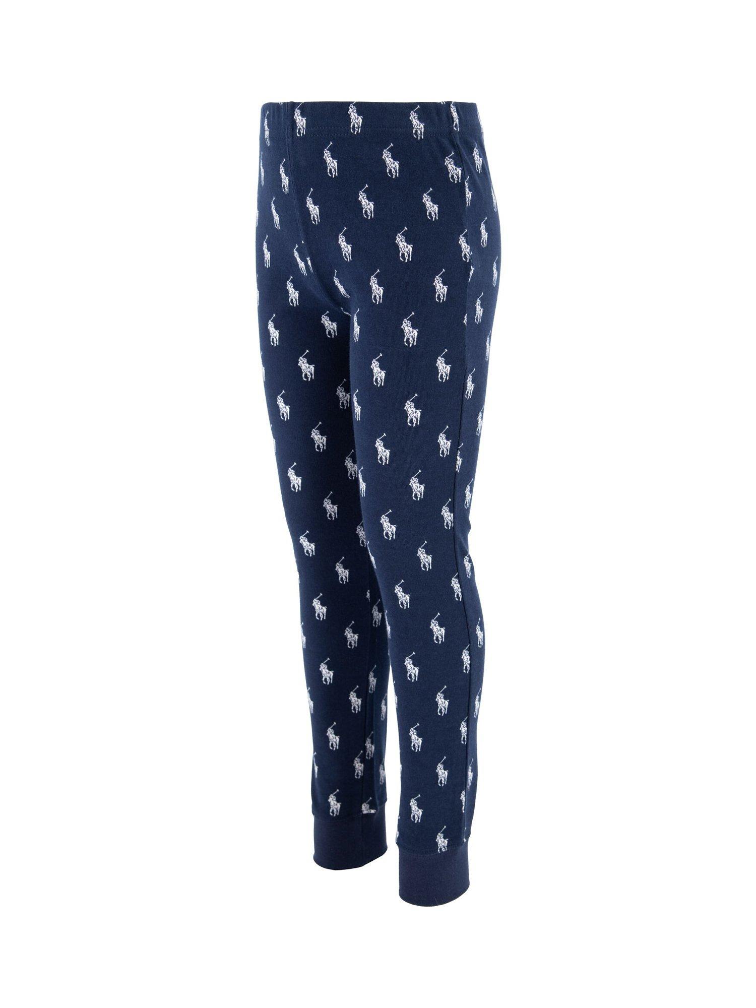 Product image 5 of 7, which shows Polo Ralph Lauren Kids' Logo Rib Long Sleeve Pyjamas, Navy, 12 years