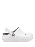 Crocs Kids' Classic Lined Clog, White/Grey