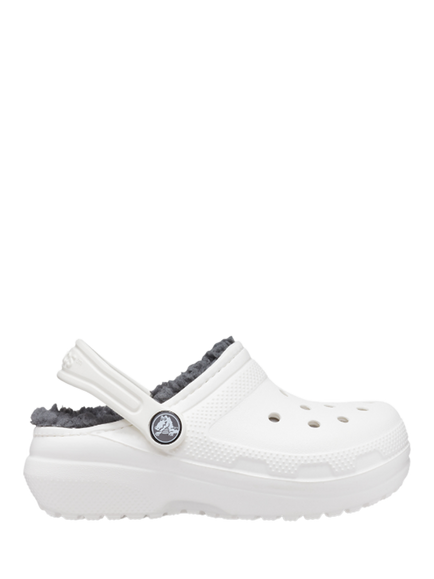 Crocs Kids' Classic Lined Clog, White/Grey, White/Grey