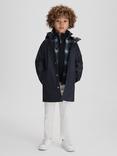Reiss Kids' Eero Water Repellent Hooded Coat, Navy