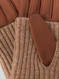 John Lewis Knitted Cuff Leather Gloves, Tan