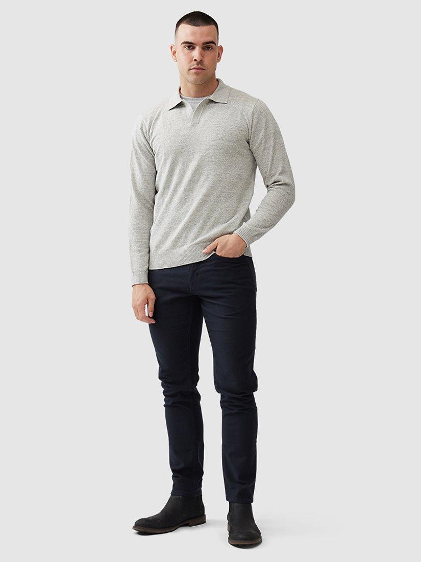 Product image 2 of 3, which shows Rodd & Gunn Fortrose Cotton Regular Fit Long Sleeve Knit Polo Top, Stone Marle, XS