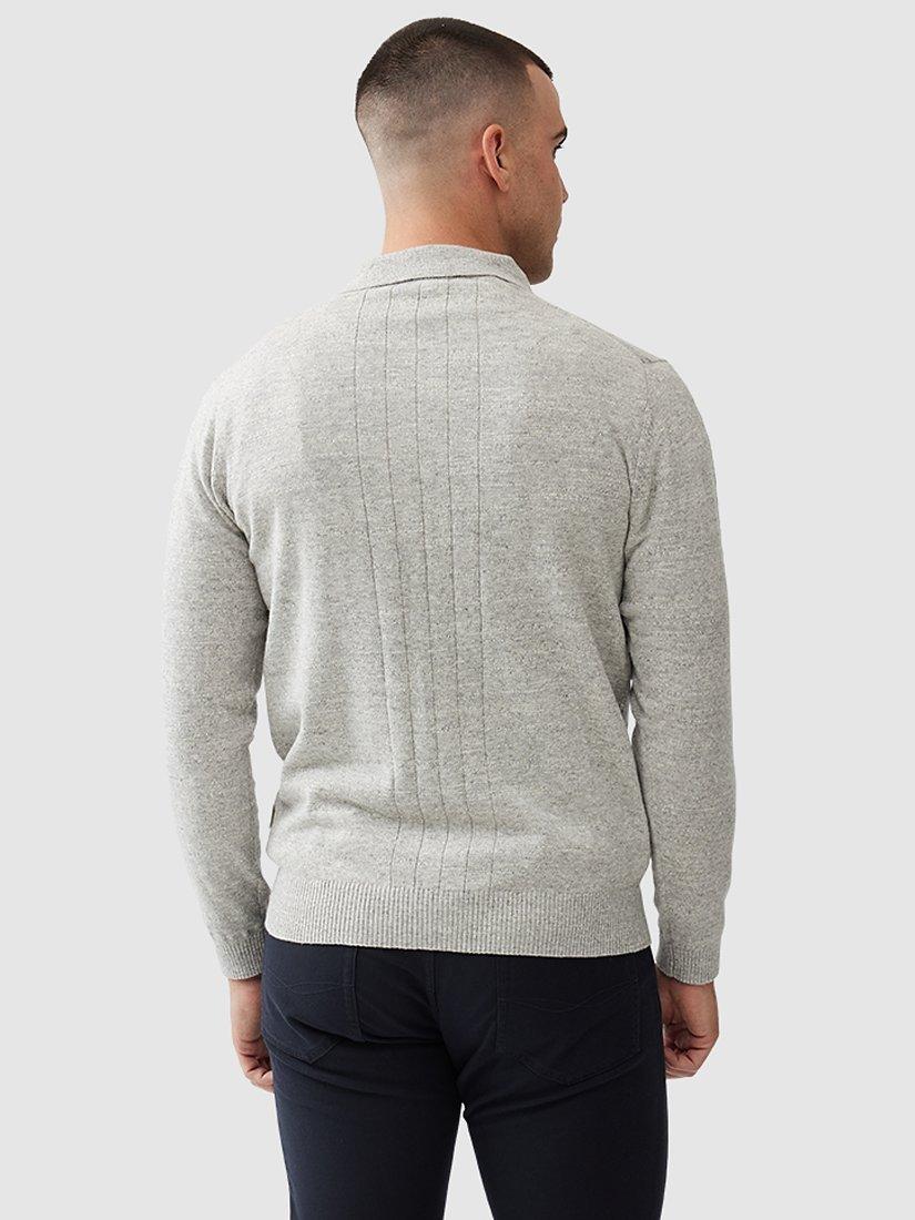 Product image 3 of 3, which shows Rodd & Gunn Fortrose Cotton Regular Fit Long Sleeve Knit Polo Top, Stone Marle, XS