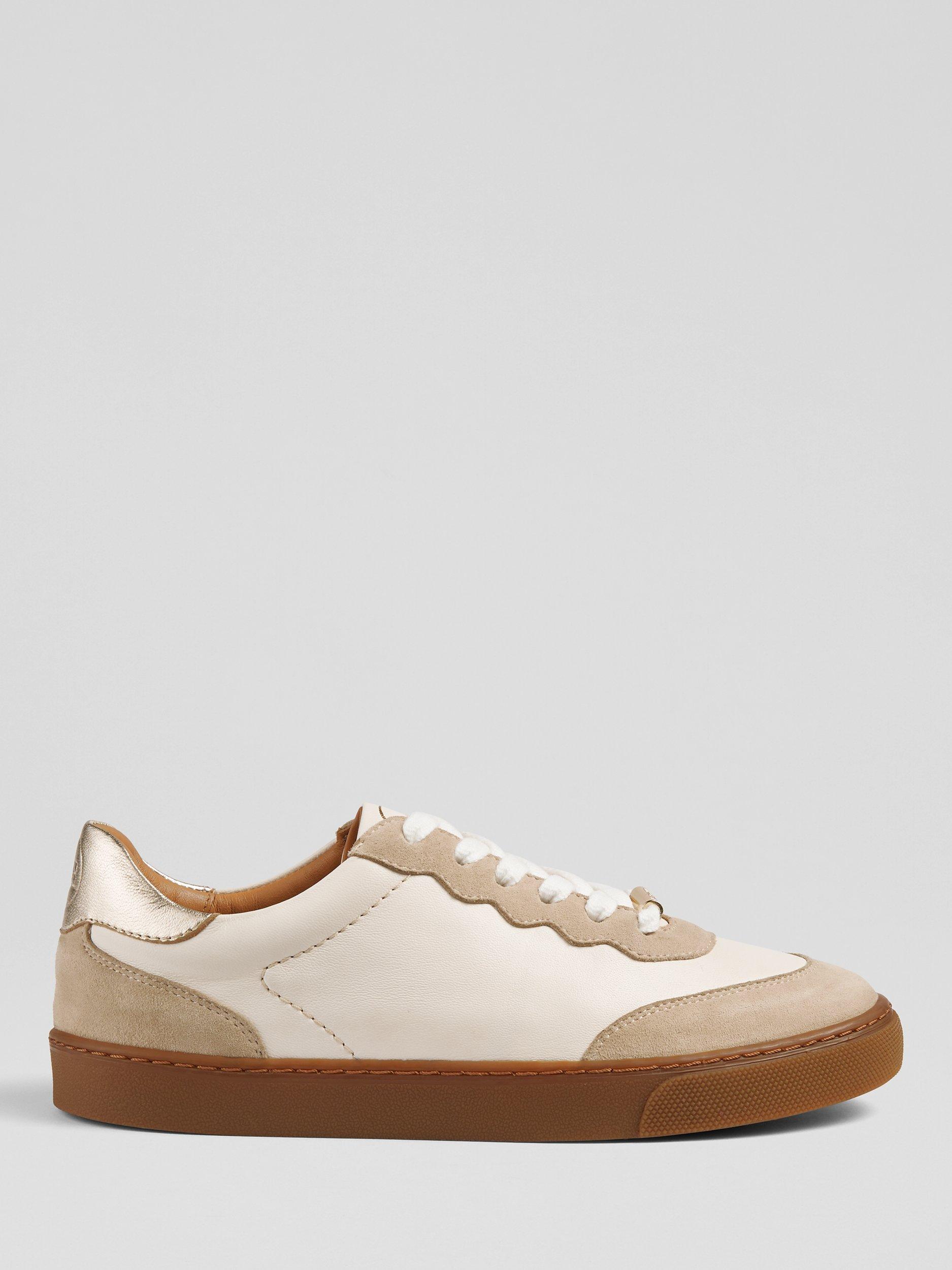 L.K.Bennett Runner Colourblock Leather Trainers, Beige/Multi