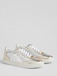 L.K.Bennett Runner Metallic Leather Trainers, Gold/Silver